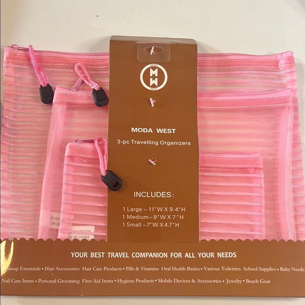 Moda West Pink Cosmetic Bags Set